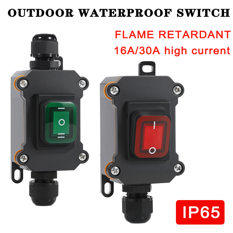 マリンロッカースイッチ IP65 防水 LED インジケータ 220V16A インライン電源コードジャンクションボックス屋外 12V24V 高電流ヘビーデューティ