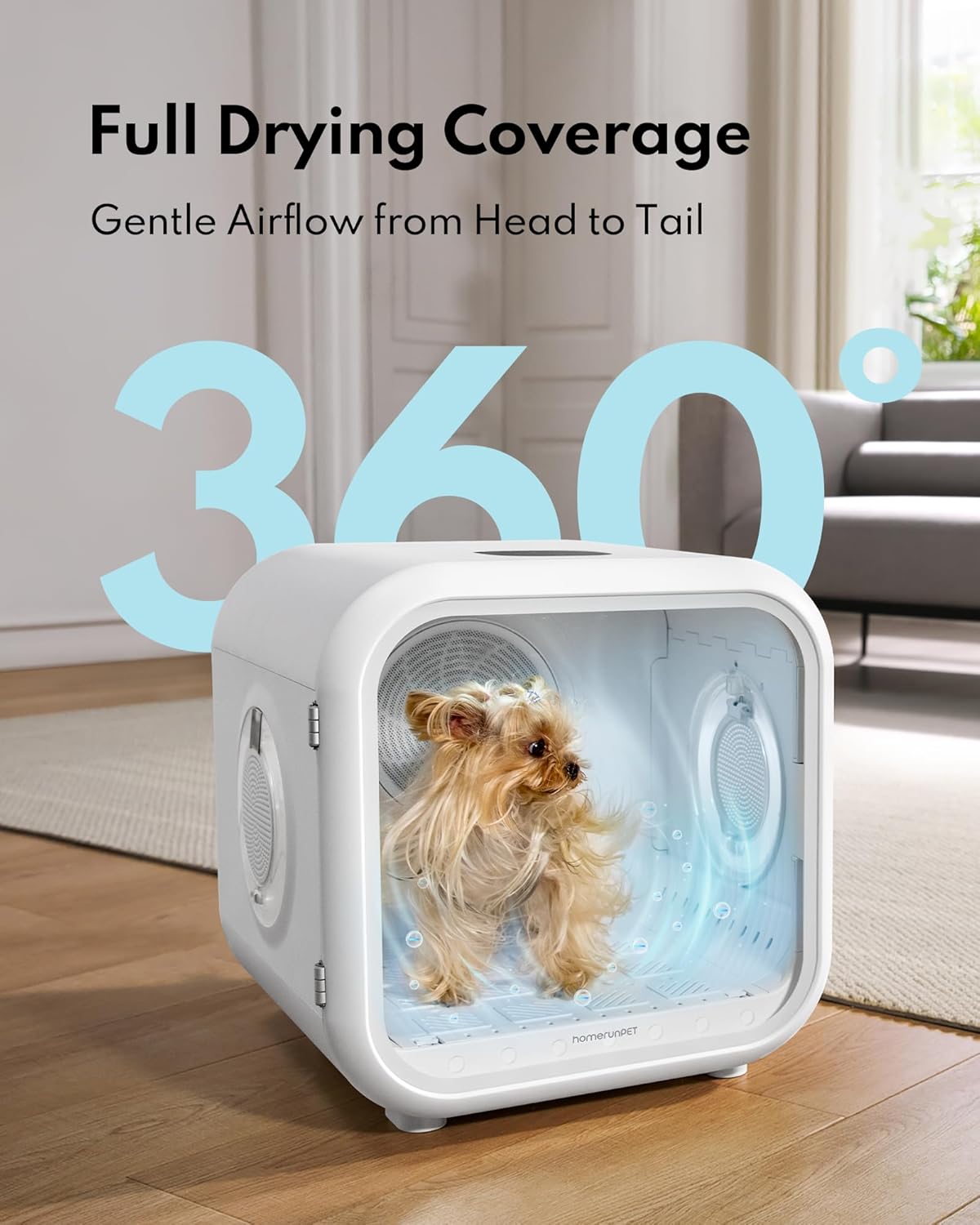 53L HomeRunPet Drybo Plus ペットドライヤーボックス 360°完全乾燥自動静音ペットグルーミングマシン小型犬猫用