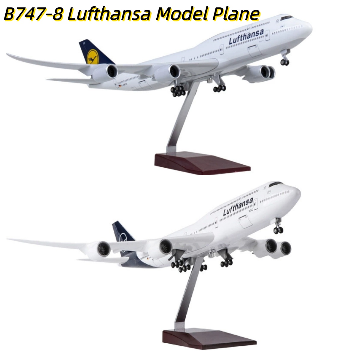 ルフトハンザ B747-8 飛行機モデル樹脂 1:160 スケール飛行機子供のおもちゃ男の子用スタンドライト付きお土産航空愛好家