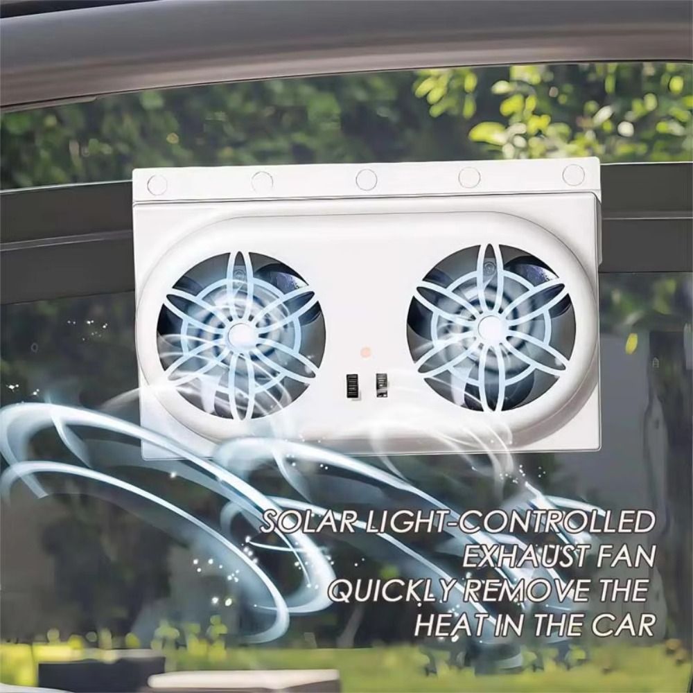 ソーラーパネル車の窓ファンデュアルファン USB 充電車の排気ファン強力な換気ポータブル空気ベント車のベンチレーター