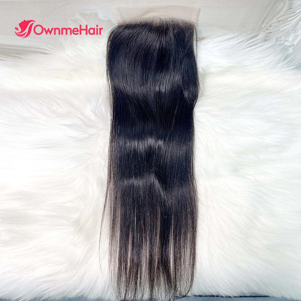 4 × 4 透明レース閉鎖のみ人毛閉鎖ブラジルレミーヘアストレートヘアレース閉鎖自然なヘアライン事前摘み取り