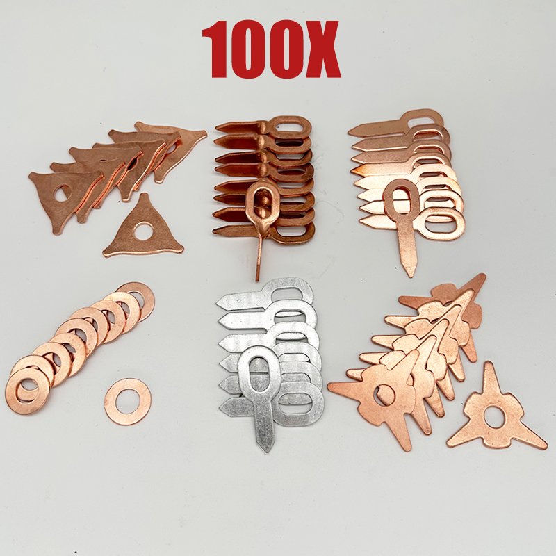 100x 車のデントリペア引っ張りパッドワッシャーキット銅メッキ鋼消耗品アクセサリー高品質スポッター溶接機に適した