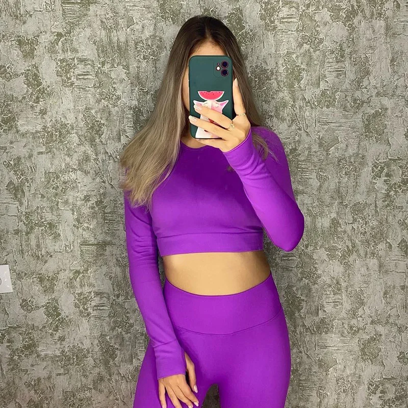 シームレスな女性の Tシャツスポーツ女性服フィットネス長袖トップス親指穴付きジムランニングシャツワークアウトスポーツウェア