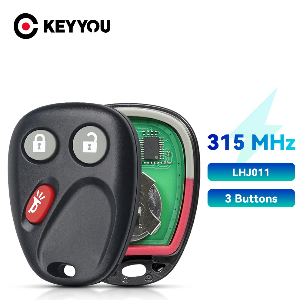 KEYYOU バッテリー LHJ011 315Mhz 3 ボタンリモートキーシボレーエクイノクスタホ 2003 2004 2005 2006 キャデラック GMC 車のキー