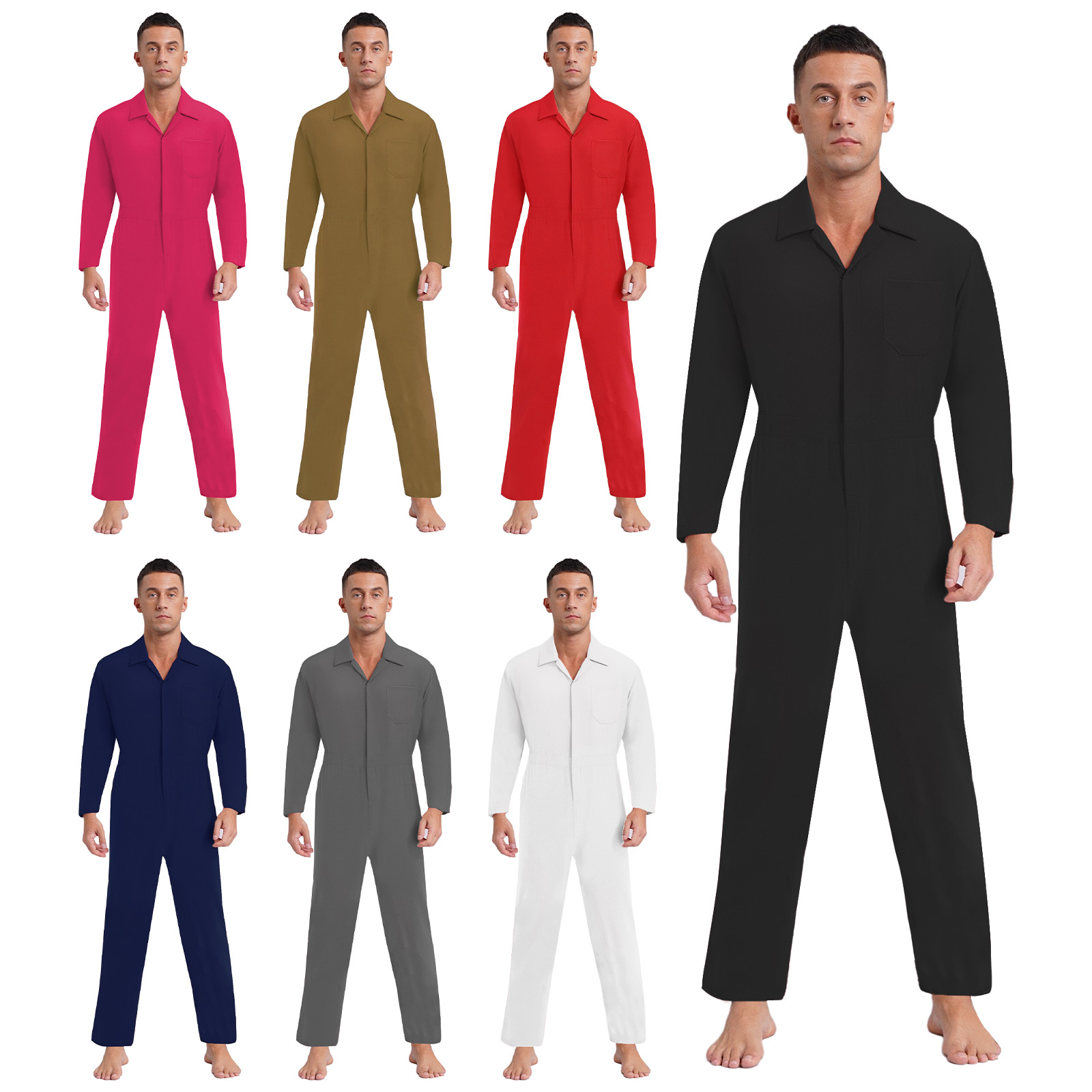 男性ファッションカジュアルカバーオール作業服オーバーオールヒップホップジャズストリートダンス服長袖ジャンプスーツハロウィンパーティー衣装