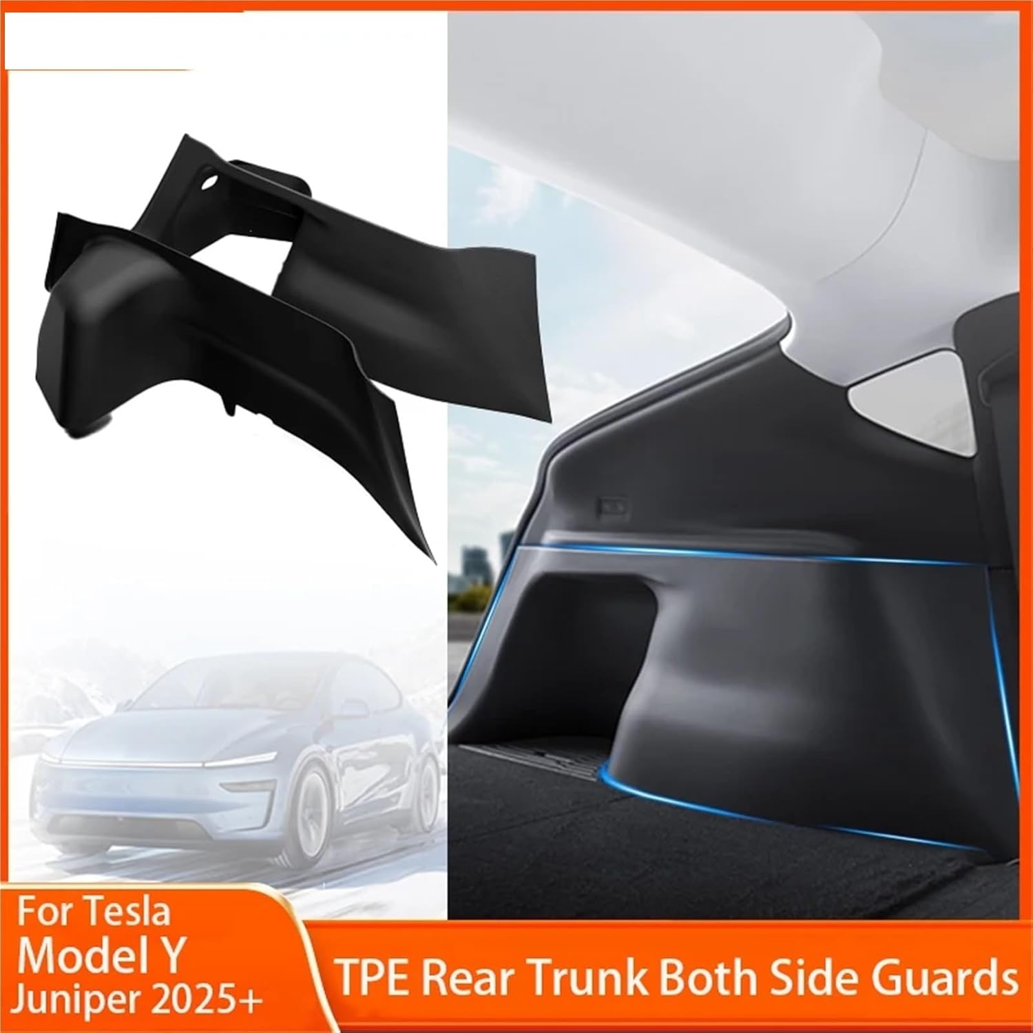 Rear Trunk Side Protectors for Tesla Model Y Juniper 2025-2026 2PCS TPE Side Panel  Cargo Area Protective Covers Accessories
