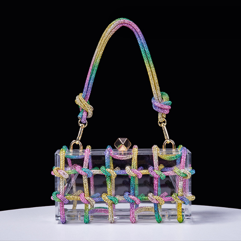 XIYUAN レディブルー/オレンジ/レッドアクリルイブニングバッグ女性パーティークラッチ財布レディースウェディングブライダルハンドバッグ女性ハンドバッグシルバー