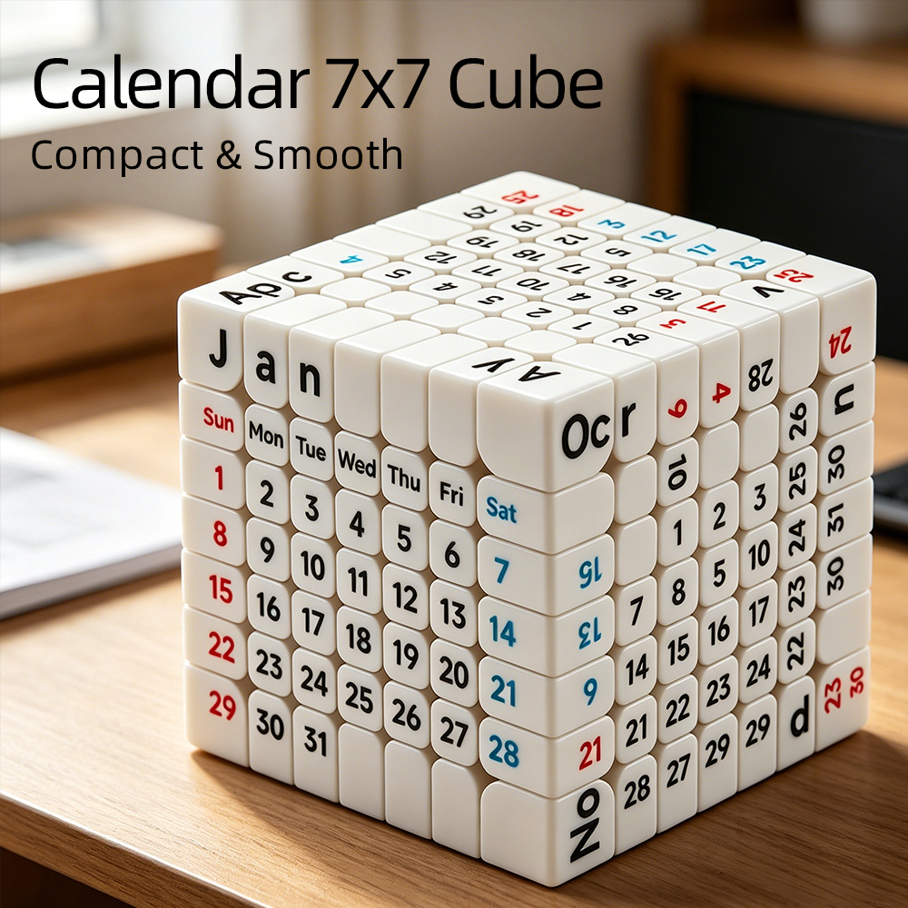 カレンダー 7x7 キューブ、大人用スピード キューブ、時間とカレンダーのマジック キューブ、パズル キューブ、7x7x7 UV 印刷要素キューブ