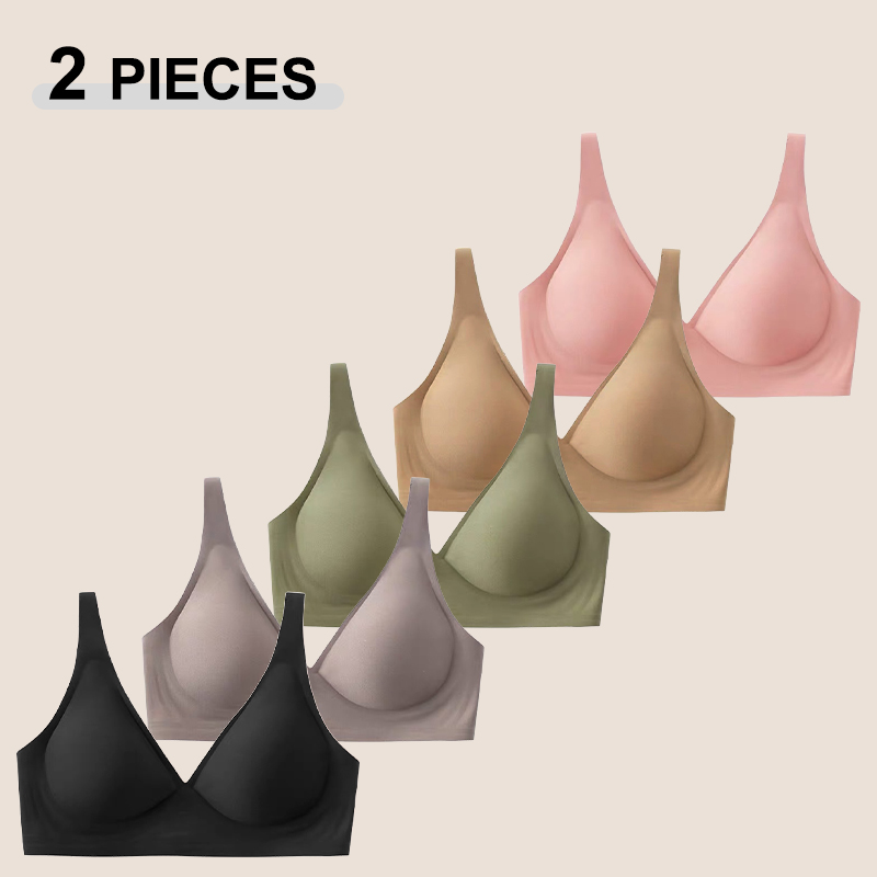 Finetoo 2 ピース/セット女性跡のないブラジャーセクシーなワイヤレスパッド入りブラジャーソフトで快適な弾性 Bralette 女性下着ランジェリー