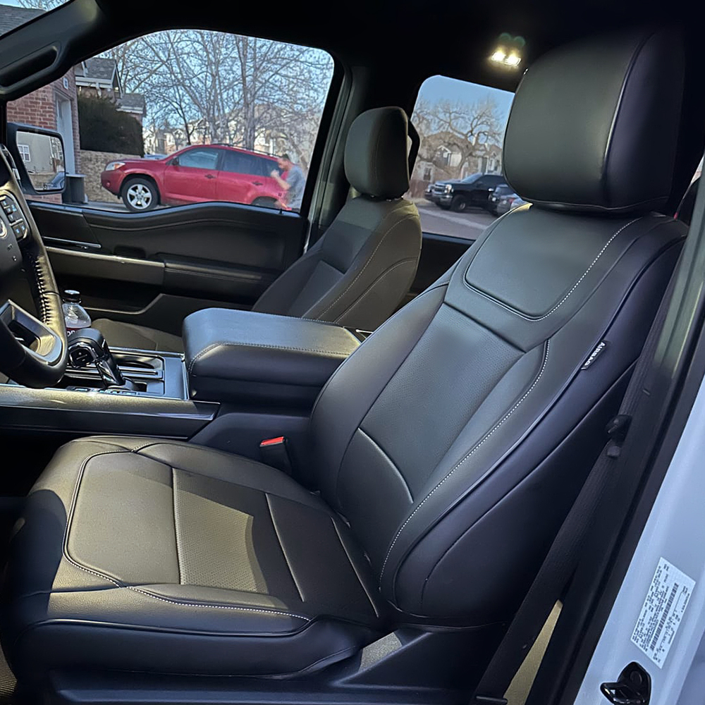 カスタムフィット 2009-2023 フォード F-150 F-250 F-350 F150 F250 F350 トラックカーシートカバー 5 席フルセット プレミアム合成皮革
