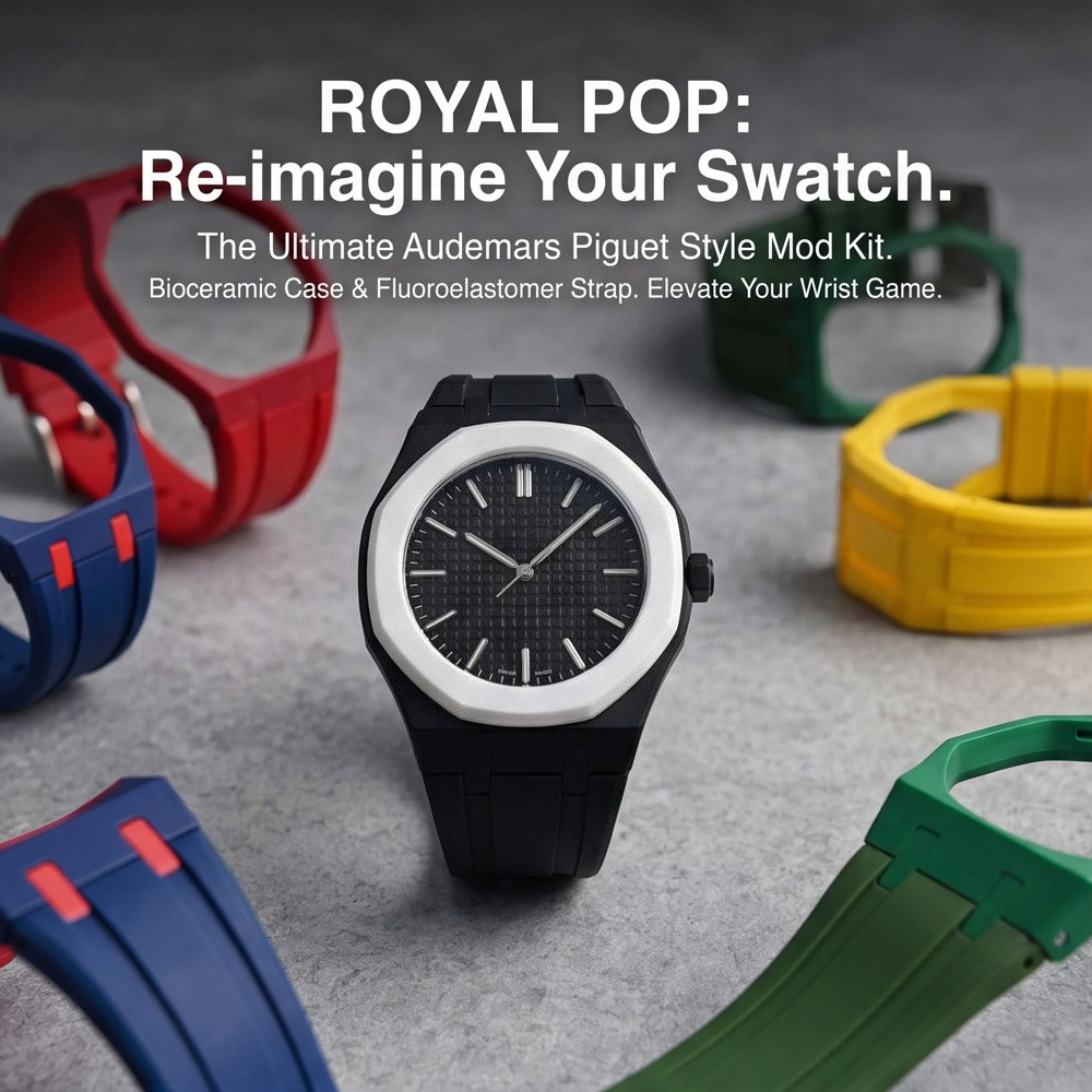 オーデマピゲ AP × スウォッチロイヤル POP ポケット FKM 時計ストラップバイオセラミック保護ケースベゼル Watchand 交換ブレスレット