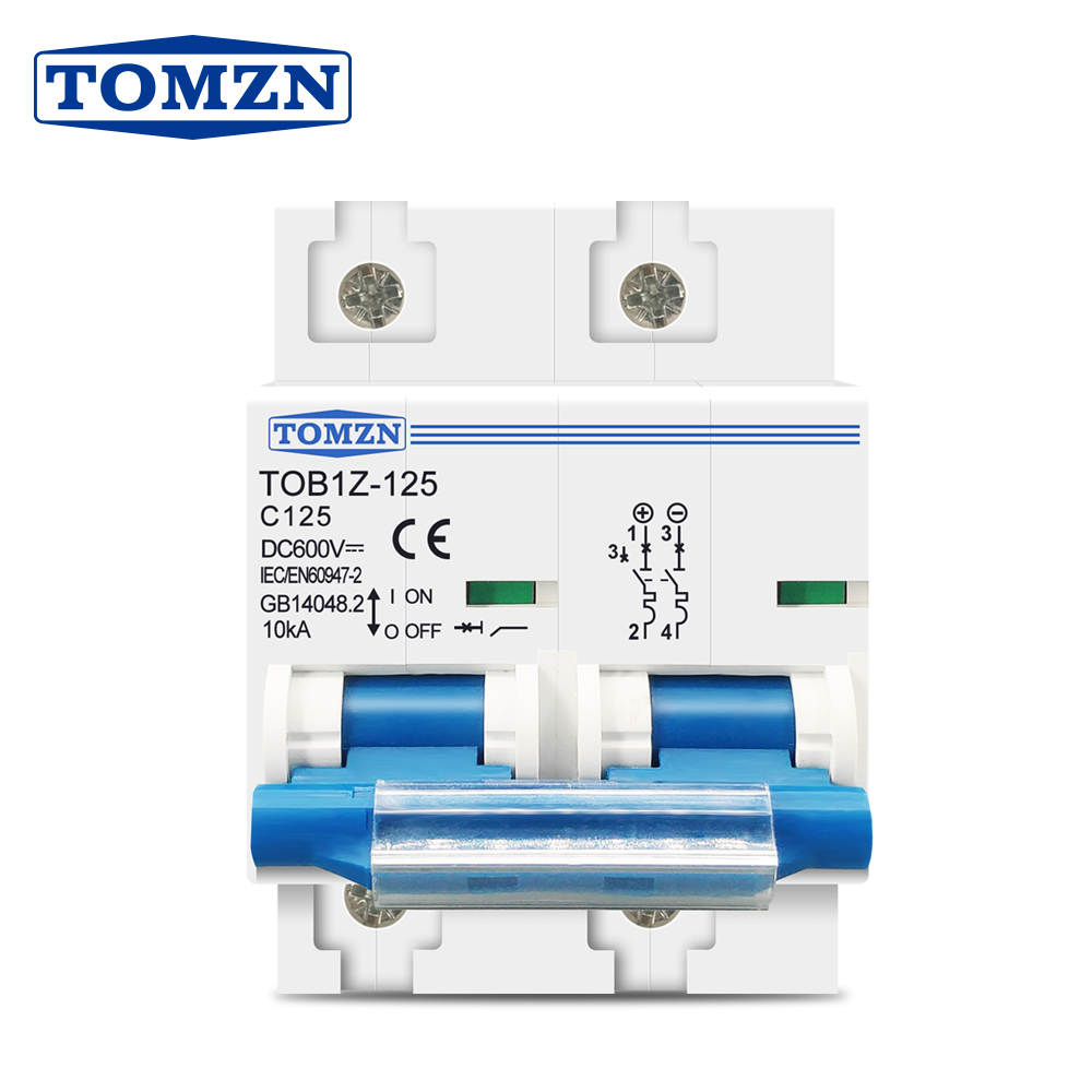 TOMZN 2P DC MCB 600V 125A 100A 80A サーキットブレーカー太陽光発電システム C カーブバッテリーメインスイッチ