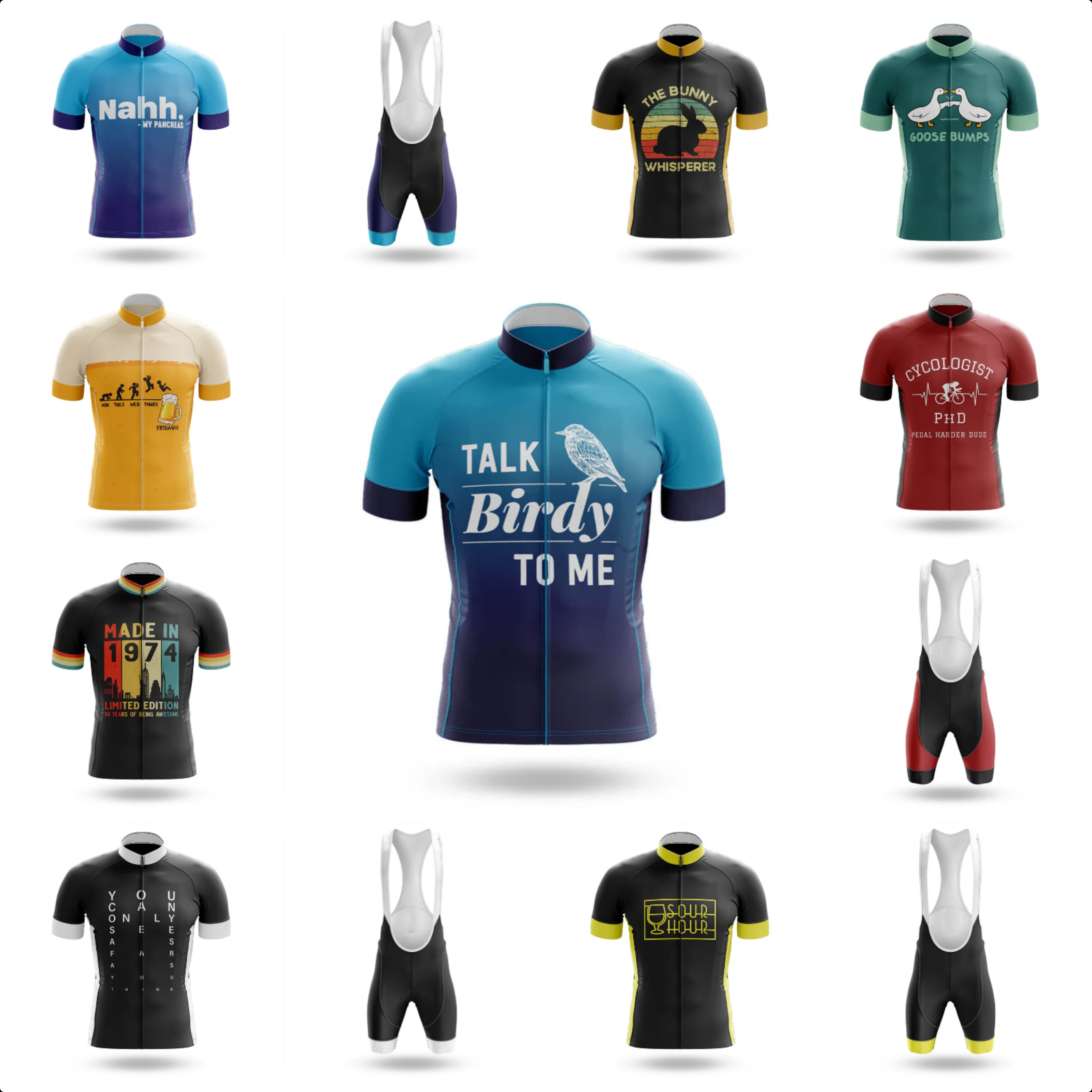Talk Birdy To Me サイクリングジャージ服 Mtb 男性衣料品専門シャツショーツ男性ジャンパー夏バイクジャージよだれかけ