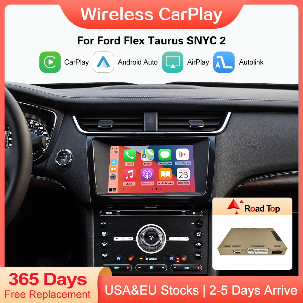 Road Top ワイヤレス CarPlay Android 自動デコーダ フォード フレックス トーラス Sync2 用 ミラーリンク AirPlay カープレイ機能付き
