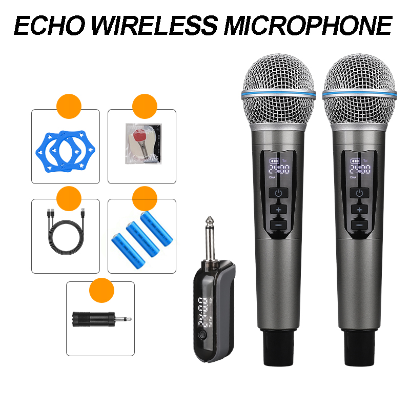 ライブストリーミングカラオケ用メタルエコーワイヤレスマイク、充電用ユニバーサルマイク
