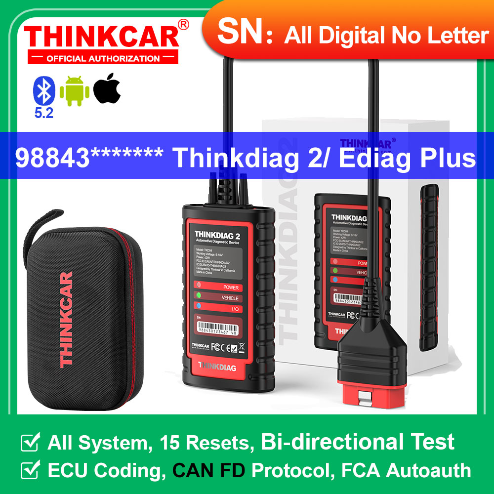 THINKCAR Thinkdiag 2、KINGBOLEN Ediag Plus CAN FD プロトコル すべてのシステム車診断ツール ECU コーディング OBD2 スキャナー