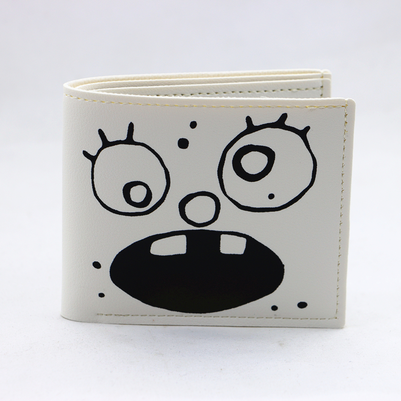かわいい DoodleBob 二つ折りブラックホワイト財布、ファッショナブルでかわいい女の子カードホルダー、漫画かわいい学生財布ファッションカードポケット