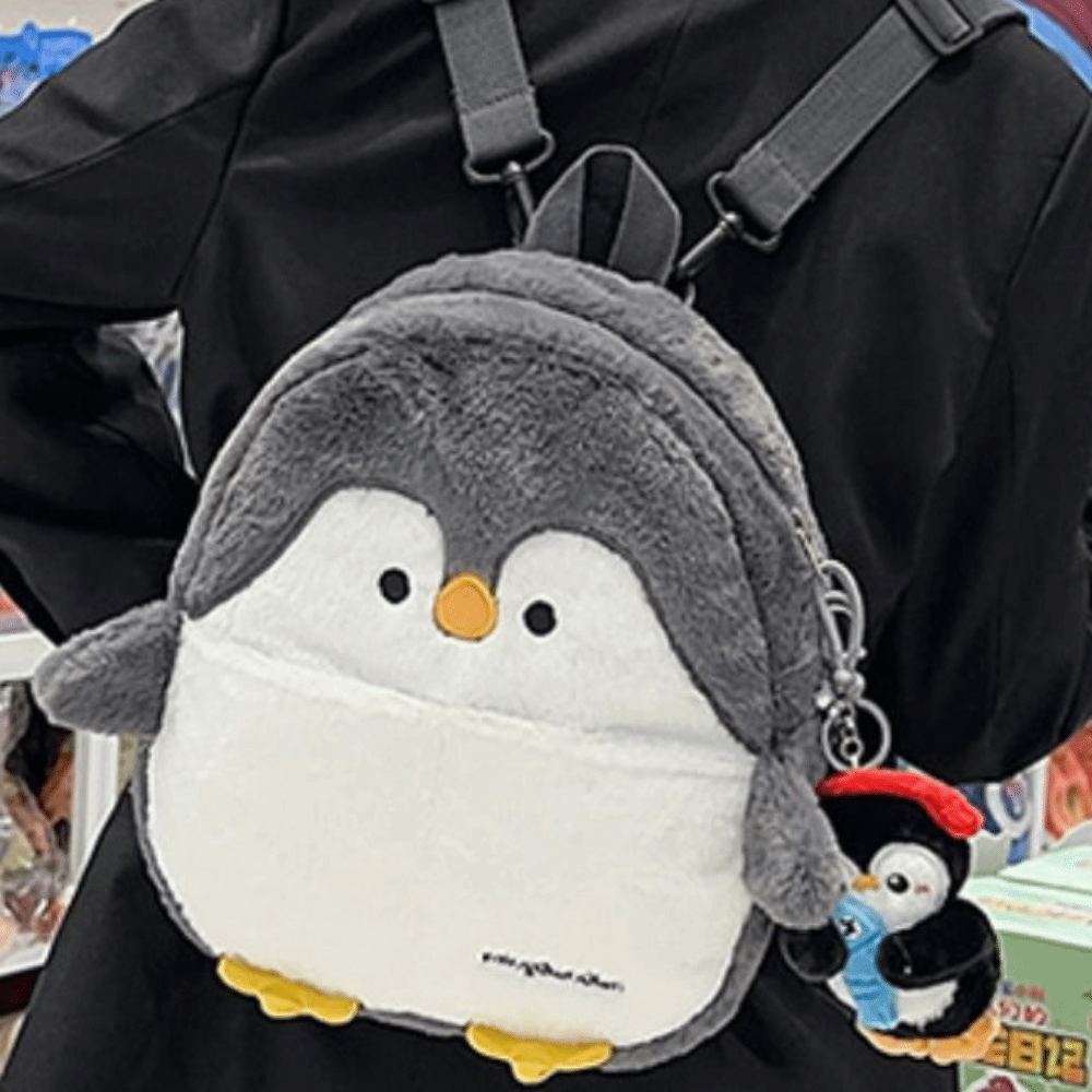 カジュアルかわいいペンギンクロスボディバッグサメリアルな外観ソフトシールバックパックふわふわ愛らしい動物ショルダーバッグアウトドア