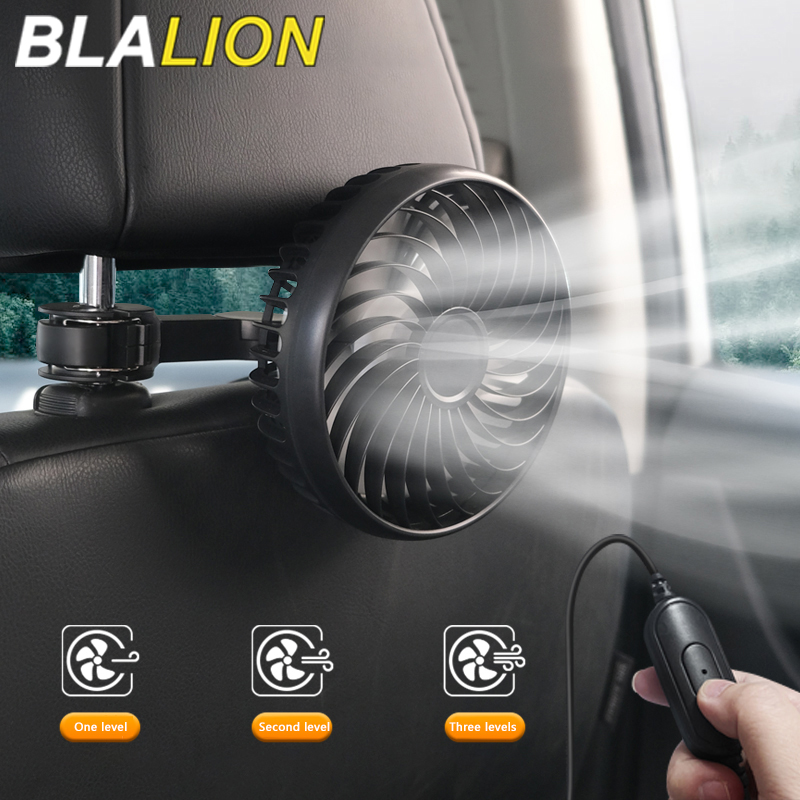 BLALION 冷却車ファンヘッドレスト USB ファン車後部座席用自由調整 3 速度強風自動ファン