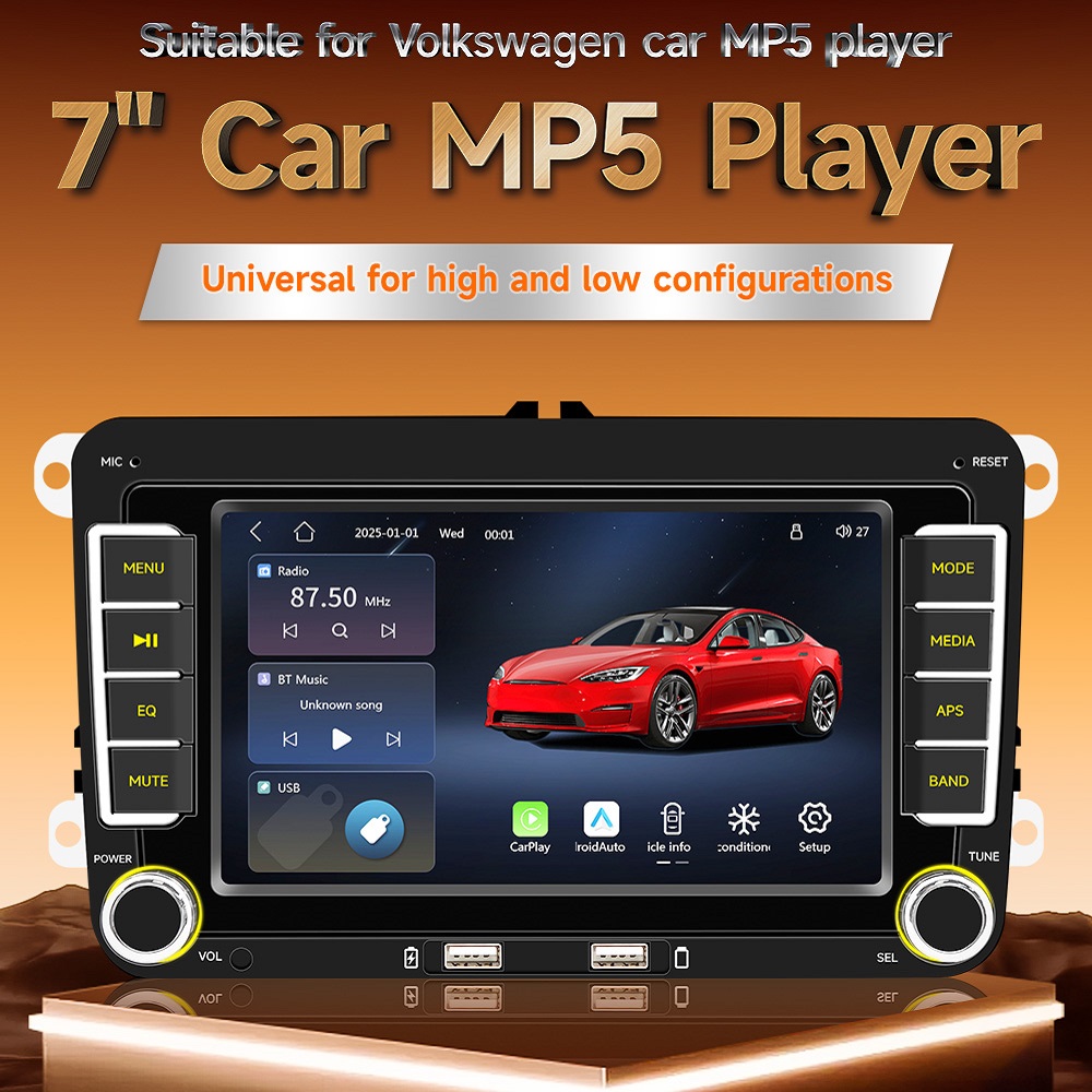 7インチ 2 Din HD カーメディアビデオプレーヤー RDS Airplay ワイヤレス CarPlay Android 自動ステレオオーディオ VW Seat Skoda Passat Golf Polo用