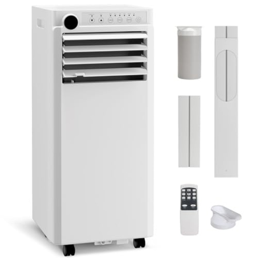 ポータブルエアコン、10500 BTU、ホワイト、3-in-1冷却/ファン/除湿、寝室、寮、オフィスカバー480平方フィート、リモート