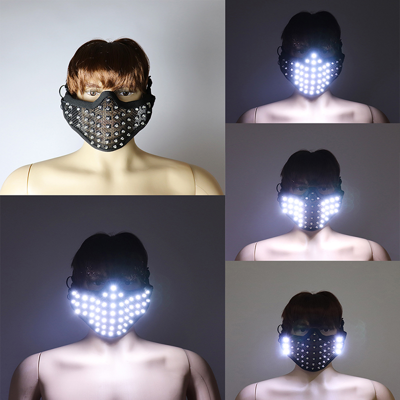 新しい LED マスク白発光マスクハロウィンパフォーマンス点滅マスクバーナイトクラブステージショー光る小道具