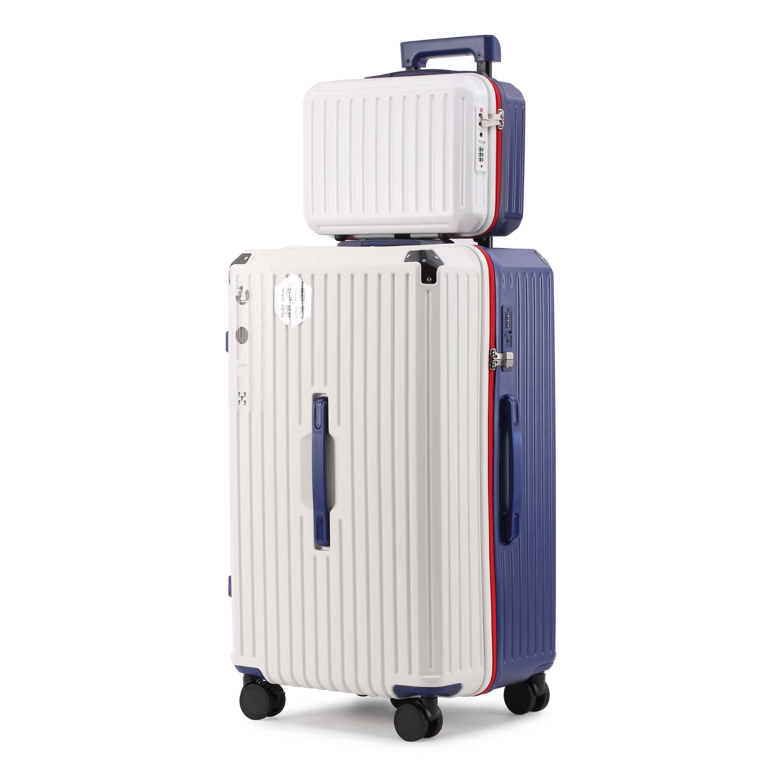 大容量旅行スーツケース 22/24/26/28 インチローリング荷物ジッパー TSA ロック 5 スピナーホイールカップホルダー充電ポート付き