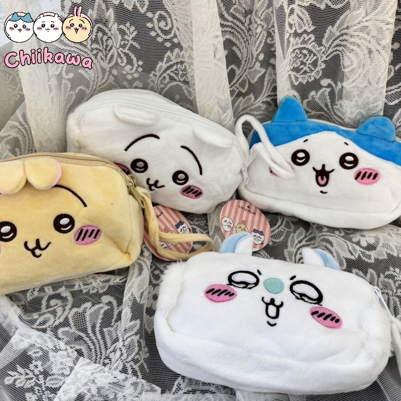 Chiikawa 小さな鉛筆バッグはちわれうさぎスーパーソフト両面ぬいぐるみ大容量化粧品収納袋ドーパミン女の子ギフト