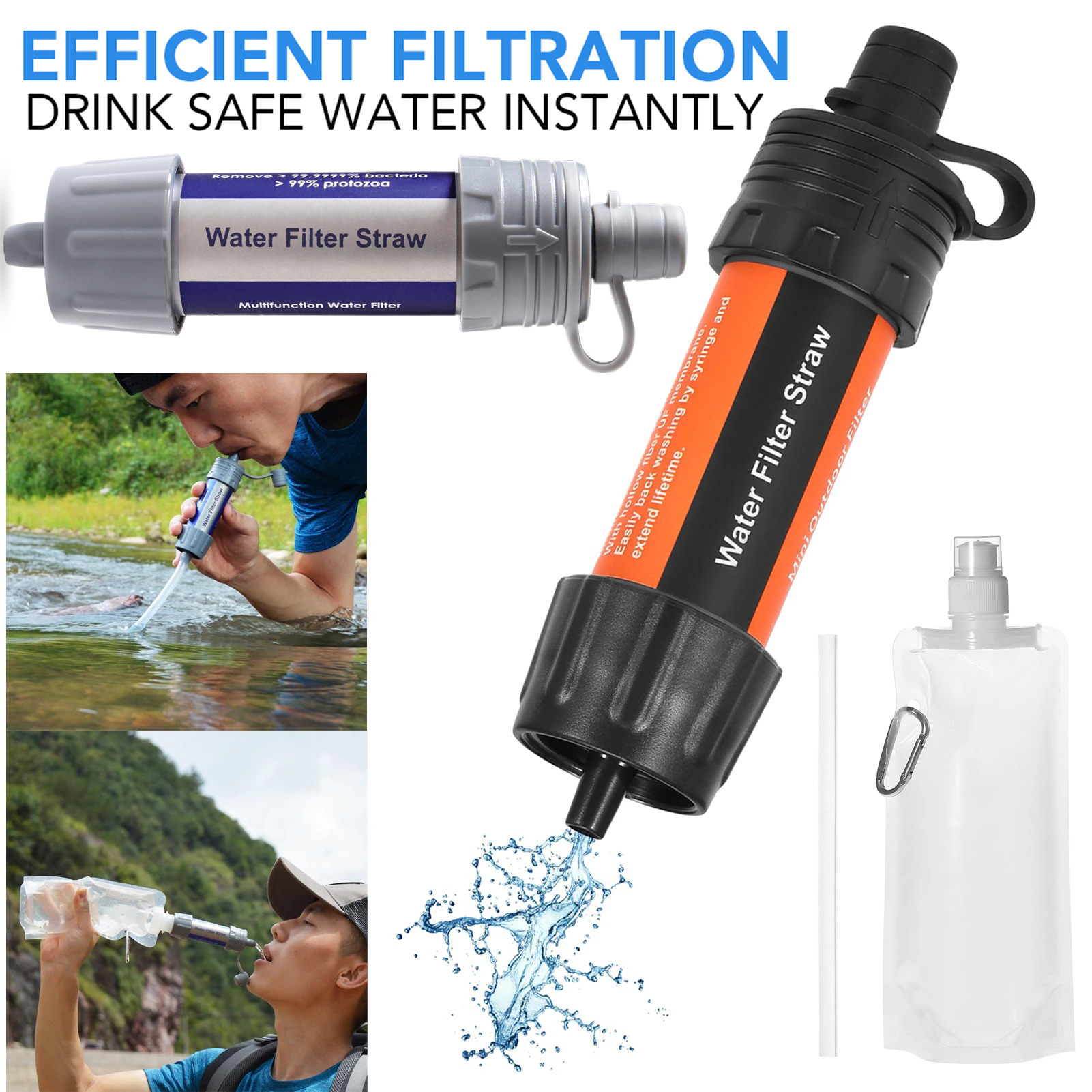 屋外浄水フィルターストロー緊急浄水器吸盤水ろ過システム旅行キャンプハイキングサバイバルツール