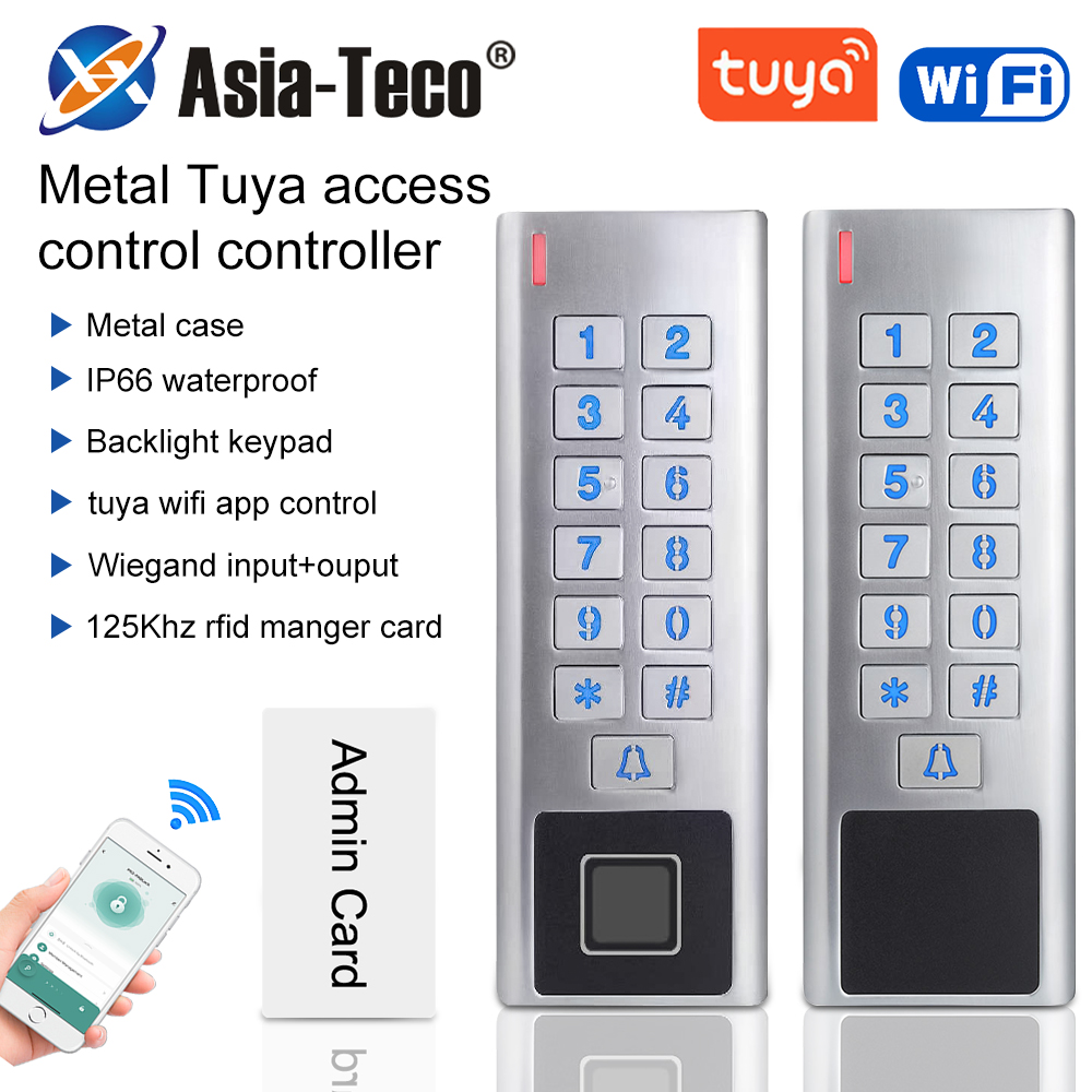 WiFi Tuya アプリスマート指紋ドアロックキーパッド RFID カードリーダーアクセスコントローラー屋外防水ドアアクセス制御システム