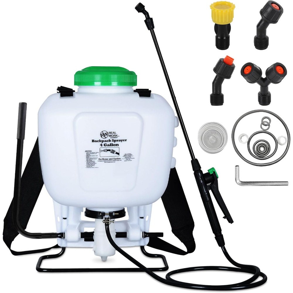 4 ガロン バックパック噴霧器 パッド入りショルダーストラップ付き 庭の害虫駆除雑草スプレーや植物の水やり用 半透明ホワイト