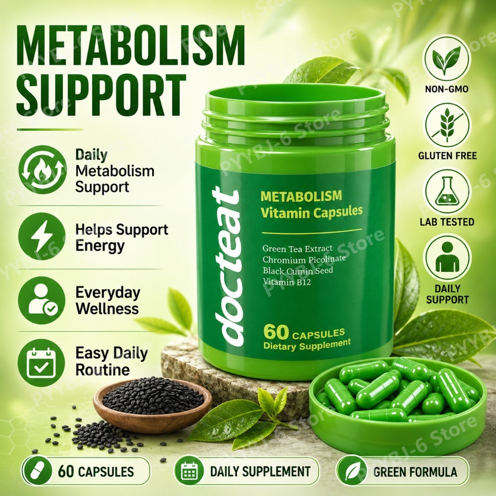 Docteat メタボリズム ビタミン カプセル 60 カウント – 緑茶抽出物 クロム B12 – エネルギー抗酸化物質をサポート 大人のウェルネス