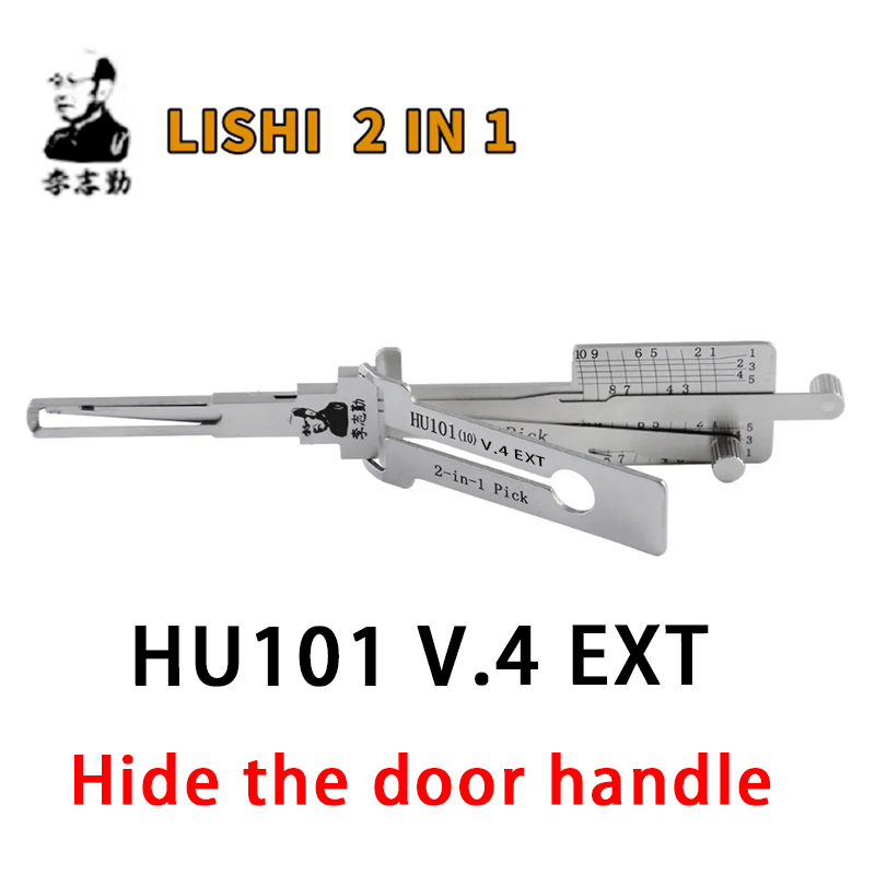 新しいオリジナル Lishi 2in1 HU101 V.4-EXT カットアウトと互換性のあるボルボとランドローバーの新しい隠しドアロック付き
