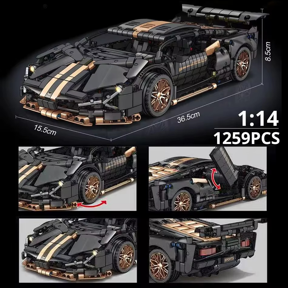 67129 車 MOC 1280 個ビルディングブロック車と建設おもちゃ大人の収集車セット 1:14 スケールスポーツカーモデルを構築するためにセット