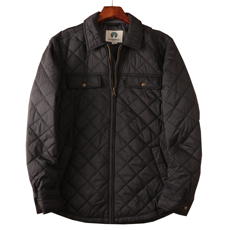 Mens Bomber Jackets Diamond Quilted Fall Winter Rib Varsity Lightweight Winter Coat Waterproof Thermal Outdoor Jacket