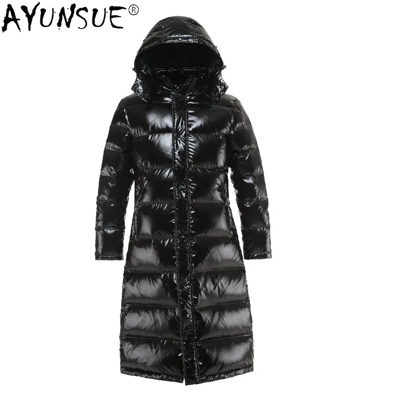 AYUNSUE パーカー冬のジャケット男性服フード付き服光沢のあるメンズダウンジャケット-30 厚いコート男性オム Veste LXR956