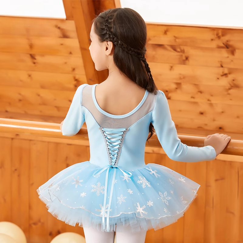 女の子ドレスバレエダンス春秋長袖綿ダンススーツ子供のパフォーマンス体操ダンス練習服