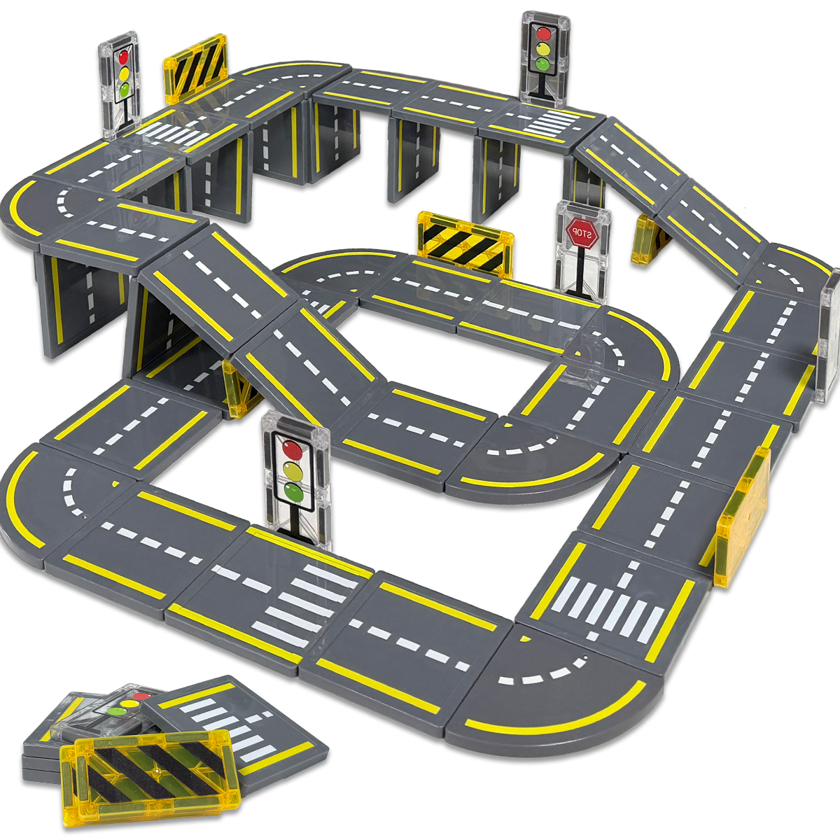 磁気ビルディングブロック DIY 道路建設セットおもちゃ STEM 感覚建設おもちゃ学習デザイナー教育磁石のおもちゃ