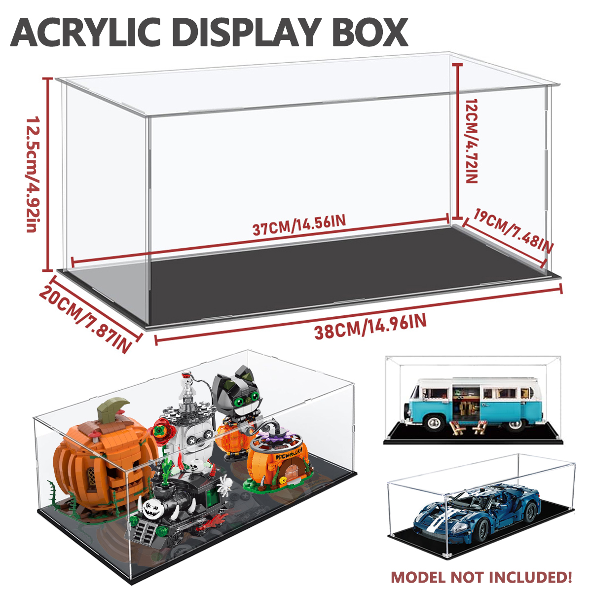 1:14 スケール透明アクリルディスプレイボックス、おもちゃの車、モデルビルディングブロック、小さな収集品や置物の保護と展示に最適 (内リングサイズ 37X19X12Cm)