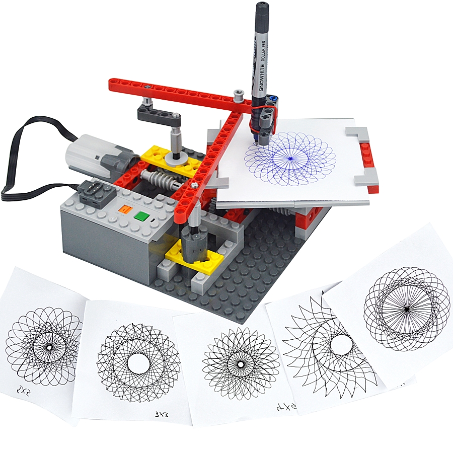 MOC 5110 プロッター電動モーターレンガ描画機モデル図面技術組み立てるビルディングブロック子供のおもちゃの誕生日ギフト