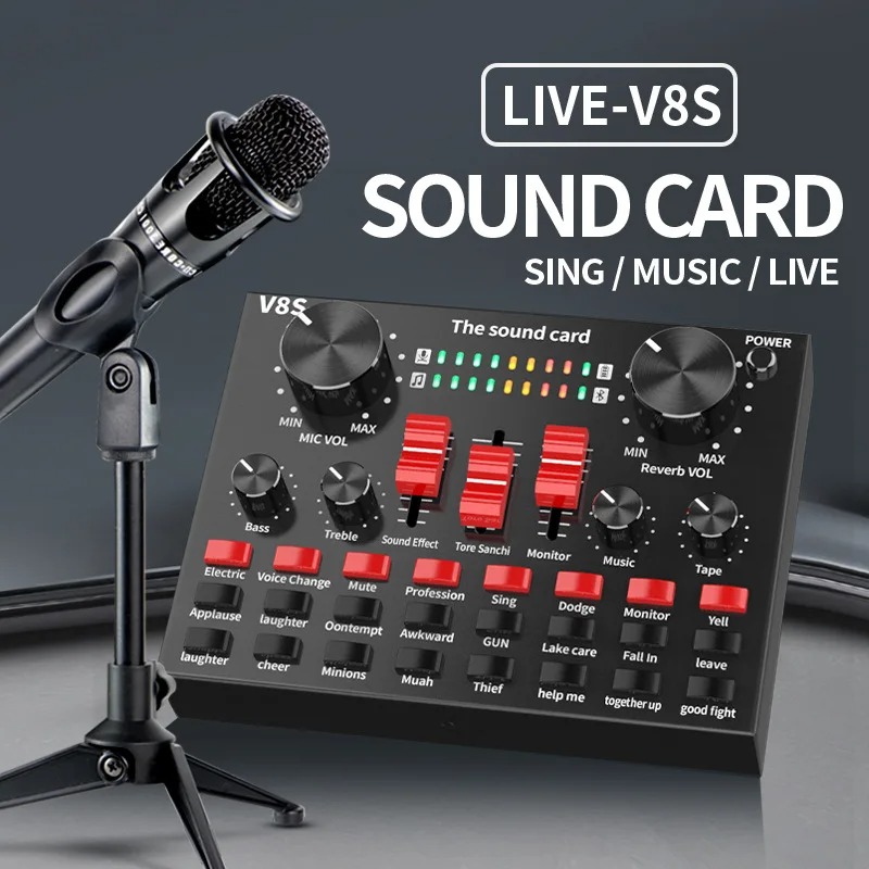 外部サウンドカードクリア V8s 携帯電話マイクウェブキャストライブサウンドカード外部 USB モバイルコンピュータオーディオインターフェイス用