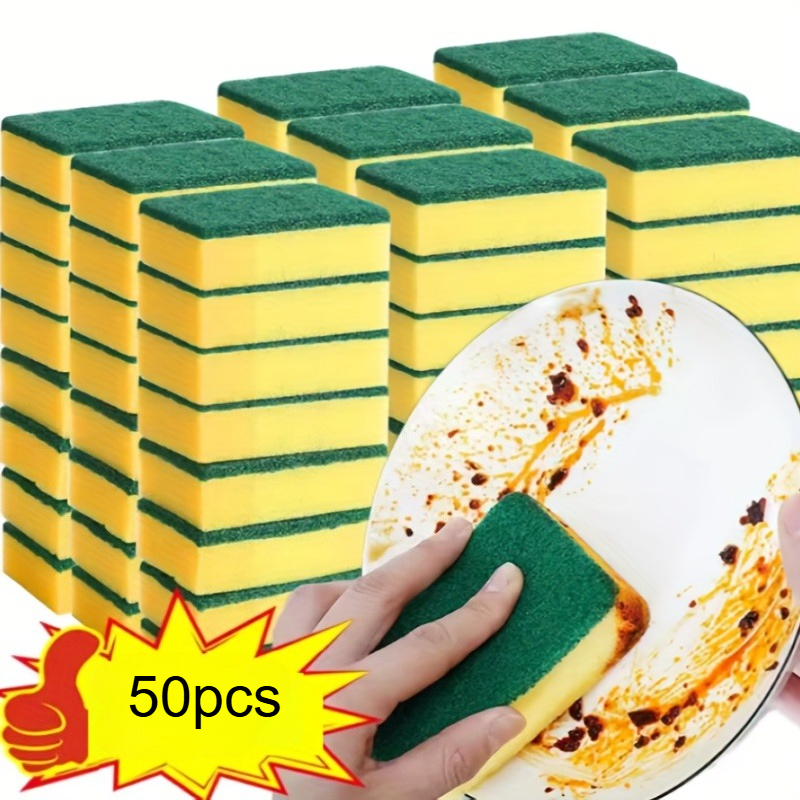 kkjoy 50 個高耐久ノンスティックキッチンスポンジ耐油性研磨クリーニングパッドは鍋、フライパン、食器、カウンタートップに使用します