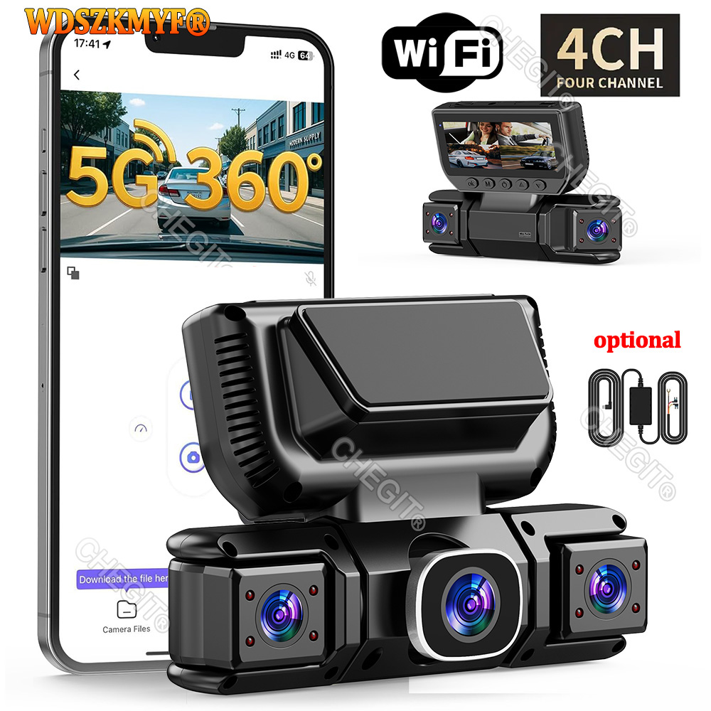 新しい WIFI 4 チャンネル 360 度車 Dvr 1080P ビデオレコーダー WiFi アプリダッシュカム 24 時間駐車モニターリアビューカメラ車レコーダー