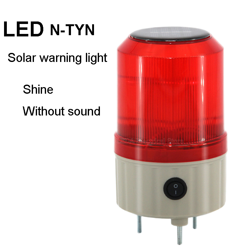 1 個赤色 N-TYN サウンドなしソーラー警告灯 LED 充電 1.5V ポスト、交通障壁、強力な磁石防水信号ランプ。