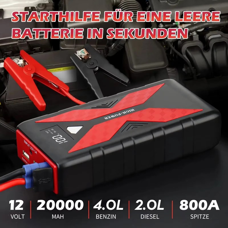 20000mAh 800A 車のジャンプスターター電源銀行 X8 ポータブル車のバッテリー 12V ブースター充電器始動装置車バスタースタート