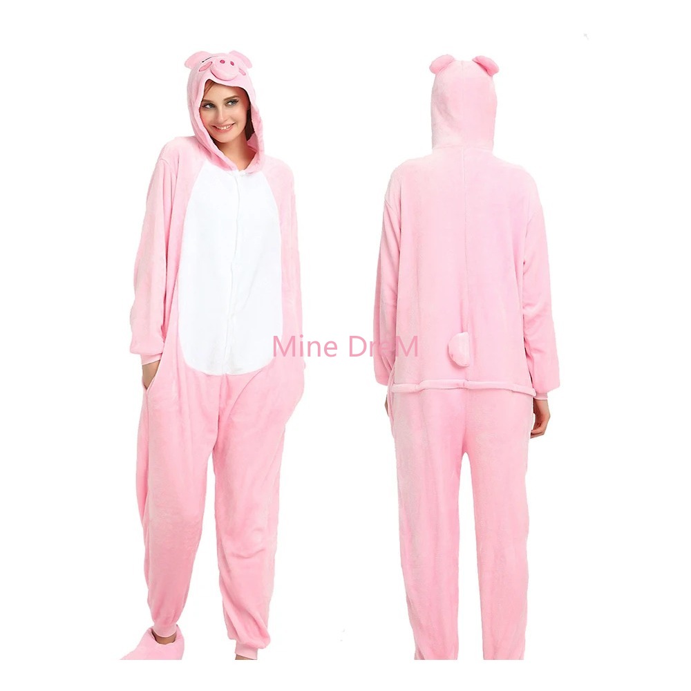 ピンクの豚着ぐるみ動物 Onesies パジャマ女の子コスプレ衣装ユニコーンジャンプスーツクリスマス Gif