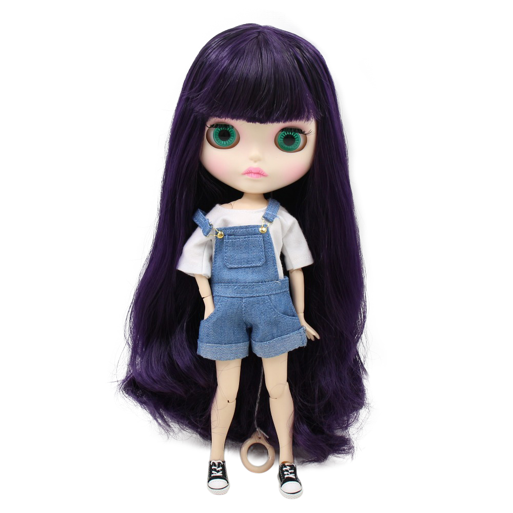ICY DBS ブライス人形 bjd ジョイントボディ白い肌新しいフェイスプレートマットフェイス BL169 紫髪 30 センチメートル