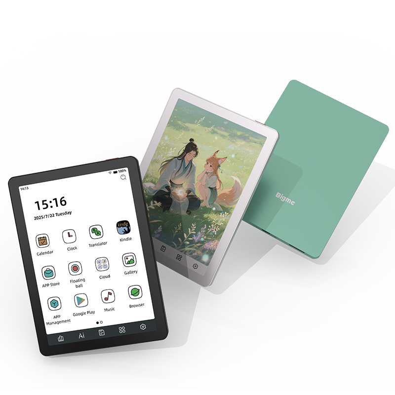 Bigme Ereader B6 6 インチ E インク電子ブックリーダー、Google Play 搭載 Android 14、300PPI 36 レベルフロントライト電子ブック、4 64GB 電子ブック
