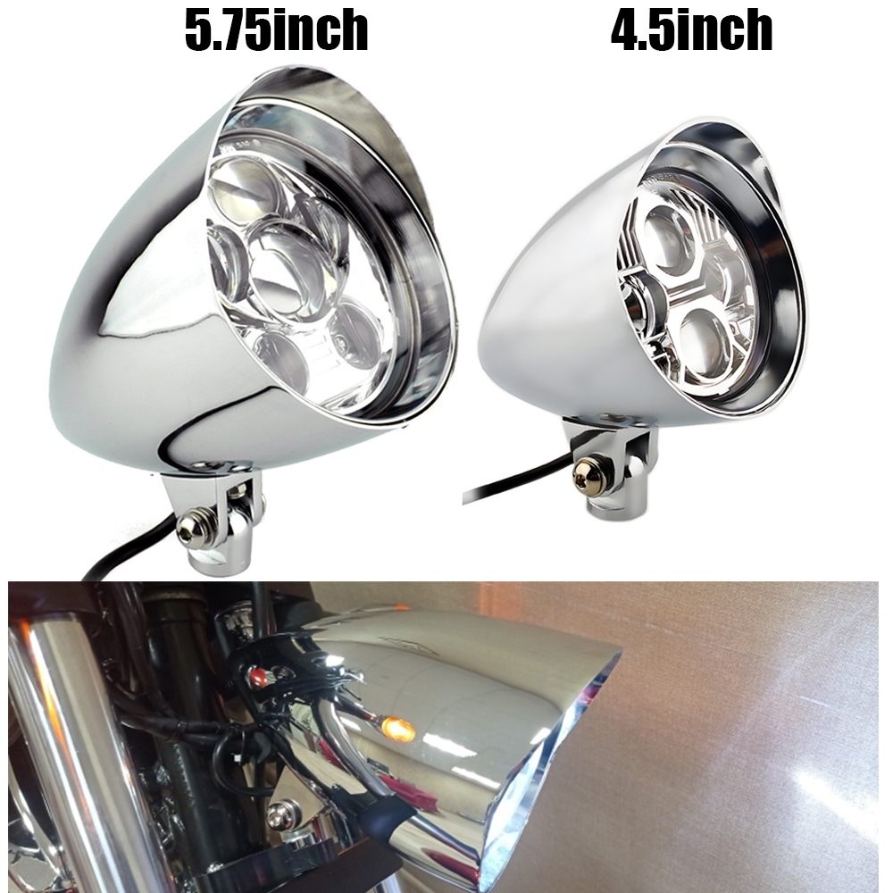 ビレットアルミ 5.75 "/4.5" LED ビレット弾丸バイザーヘッドライトオートバイヘッドランプハーレースポーツスターボバーチョッパーカスタム