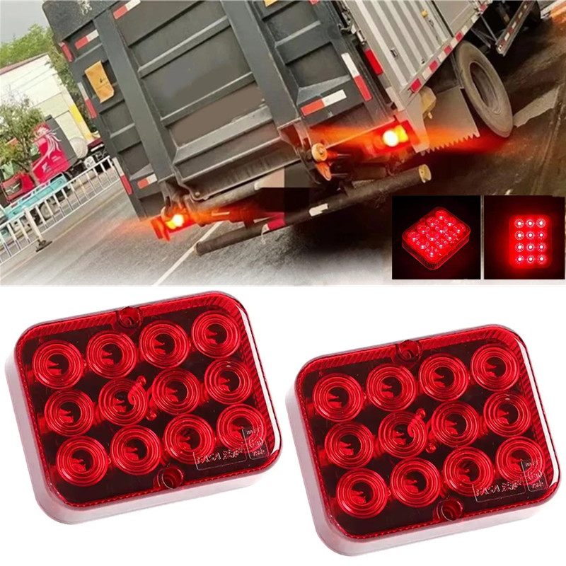 2 個防水トラックリアフォグライト 12LED 車の警告信号ターンテールライトトレーラーランプボートキャラバンローリーストップ LED 赤色光